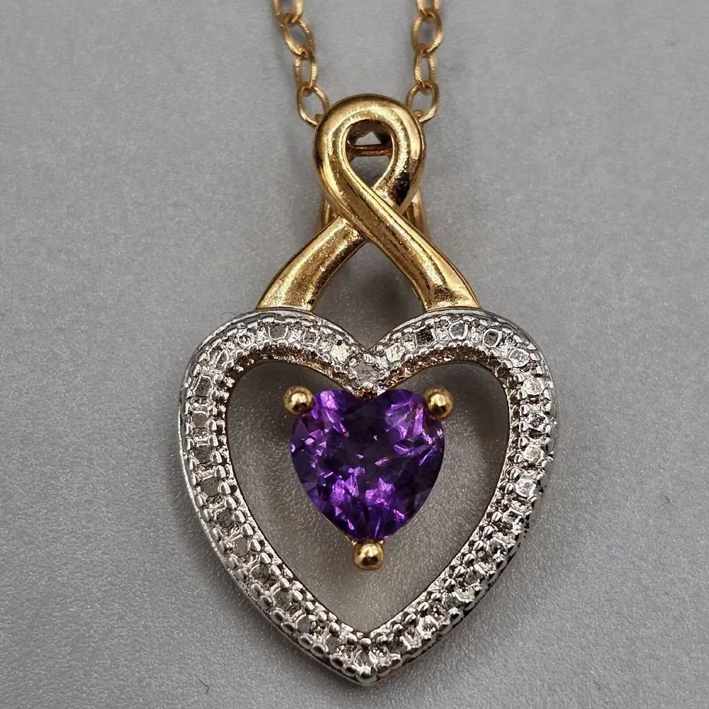 Purple Crystal Open Heart Ring Gold Tone Romantic PAJ Prime Art & Jewel 18